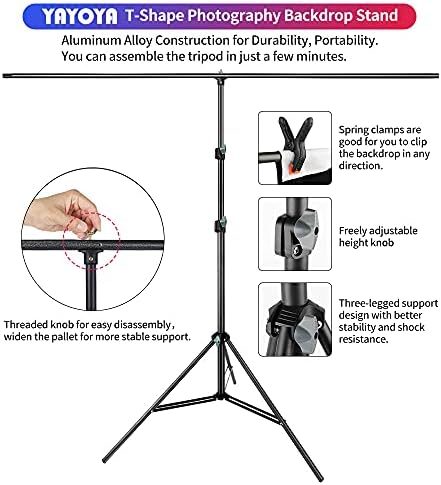 Black & White Backdrop Screen with Stand Kit 5×6.5ft for Photo or Video Studio