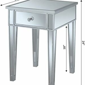 Gold Coast Mirrored End Table with Drawer – Silver / Mirror