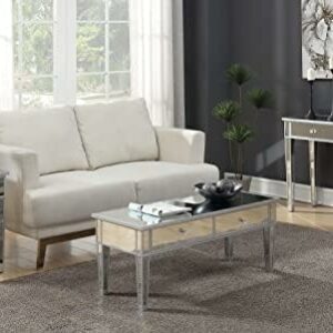 Gold Coast Mirrored End Table with Drawer – Silver / Mirror