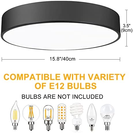 Flush Mount 3-Light LED Modern Retro Ceiling Light – 15.8 inch – Black Flush Mount 3-Light LED Modern Retro Ceiling Light – 15.8 inch – Black