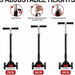 Kick Scooter for Kids 3 Wheels Folding Ages 3-12 Years Old Toddler with Three LED Light Wheels