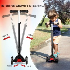 Kick Scooter for Kids 3 Wheels Folding Ages 3-12 Years Old Toddler with Three LED Light Wheels