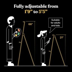 Portable Artist Easel Stand – Adjustable Height Painting Easel with Bag – 21 x 66 inches