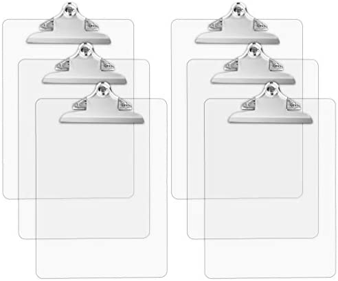 Plastic Transparent Clipboards (Set of 6) Multi Pack Clipboard – Holds 100 Sheets