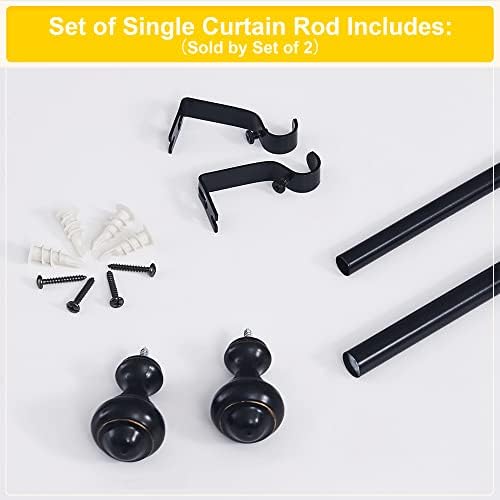 Small Curtain Rods (2 Pack) for Windows 28 to 48 inch – Adjustable Decorative 5/8 inch Diameter – Matte Black Copper