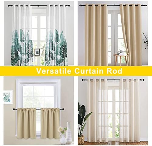 Small Curtain Rods (2 Pack) for Windows 28 to 48 inch – Adjustable Decorative 5/8 inch Diameter – Matte Black Copper