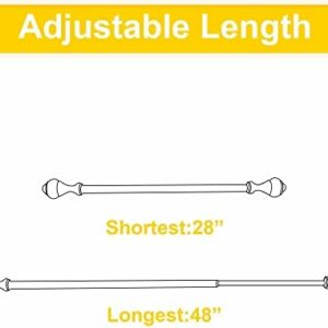 Small Curtain Rods (2 Pack) for Windows 28 to 48 inch – Adjustable Decorative 5/8 inch Diameter – Matte Black Copper