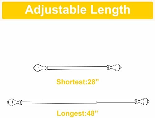 Small Curtain Rods (2 Pack) for Windows 28 to 48 inch – Adjustable Decorative 5/8 inch Diameter – Matte Black Copper