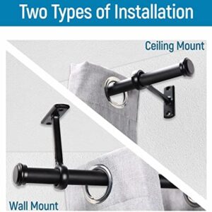 1 Inch Black Curtain Rod – 66 to 120 – Outdoor Curtain Rod for Patio – Room Divider Curtain Rod (72” to 144”)