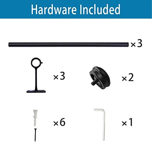 1 Inch Black Curtain Rod – 66 to 120 – Outdoor Curtain Rod for Patio – Room Divider Curtain Rod (72” to 144”)