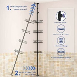 Rustproof Corner Shower Caddy Organizer for Bathroom – Freestanding Tension Pole with 4 Baskets Rustproof Corner Shower Caddy Organizer for Bathroom – Freestanding Tension Pole with 4 Baskets