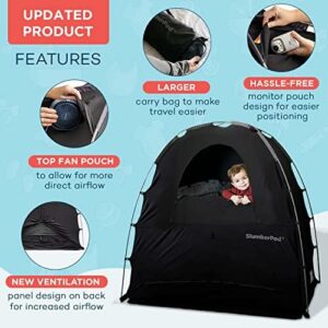 SlumberPod Portable Sleep Pod Baby Blackout Canopy Crib Cover – Sleeping Space for Age 4 Months and Up – Black/Grey