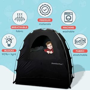 SlumberPod Portable Sleep Pod Baby Blackout Canopy Crib Cover – Sleeping Space for Age 4 Months and Up – Black/Grey
