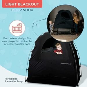 SlumberPod Portable Sleep Pod Baby Blackout Canopy Crib Cover – Sleeping Space for Age 4 Months and Up – Black/Grey