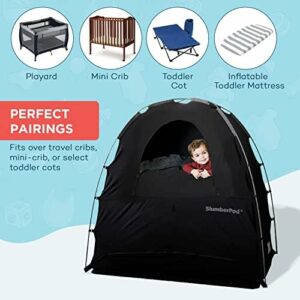 SlumberPod Portable Sleep Pod Baby Blackout Canopy Crib Cover – Sleeping Space for Age 4 Months and Up – Black/Grey