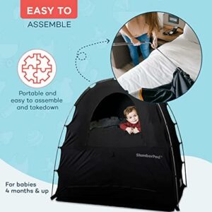 SlumberPod Portable Sleep Pod Baby Blackout Canopy Crib Cover – Sleeping Space for Age 4 Months and Up – Black/Grey