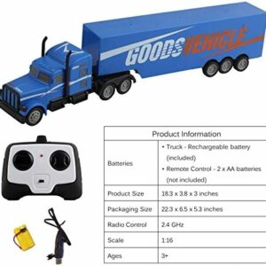 RC Semi Truck and Trailer 18″ 2.4Ghz 1:16 Scale Rechargeable Battery Remote Control Tractor Tanker Hauler Car – Blue RC Semi Truck and Trailer 18″ 2.4Ghz 1:16 Scale Rechargeable Battery Remote Control Tractor Tanker Hauler Car – Blue