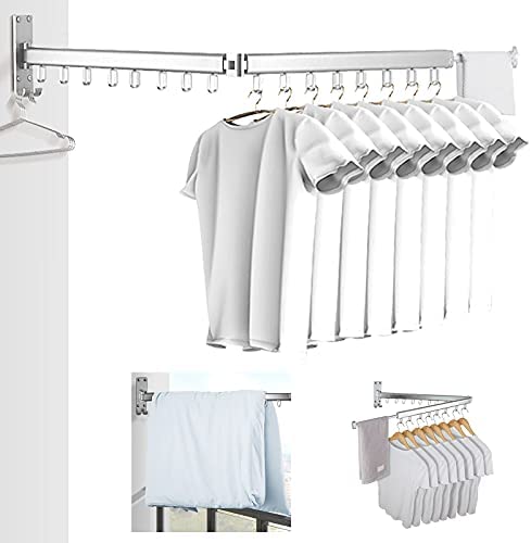 Wall Mounted Clothes Foldable Laundry Drying Rack – Silver