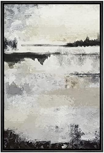 SIGNWIN Framed Canvas Print Wall Art Grunge Gray Black – 24″ x 36″ Black