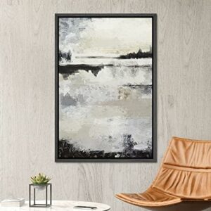 SIGNWIN Framed Canvas Print Wall Art Grunge Gray Black – 24″ x 36″ Black
