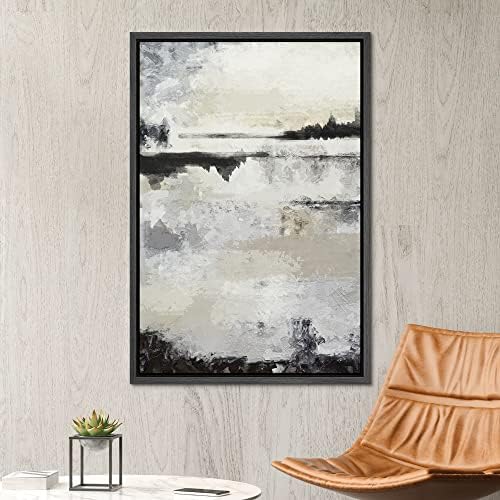 SIGNWIN Framed Canvas Print Wall Art Grunge Gray Black – 24″ x 36″ Black