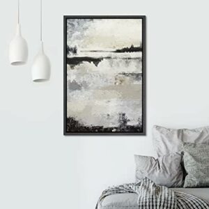 SIGNWIN Framed Canvas Print Wall Art Grunge Gray Black – 24″ x 36″ Black