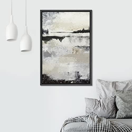 SIGNWIN Framed Canvas Print Wall Art Grunge Gray Black – 24″ x 36″ Black