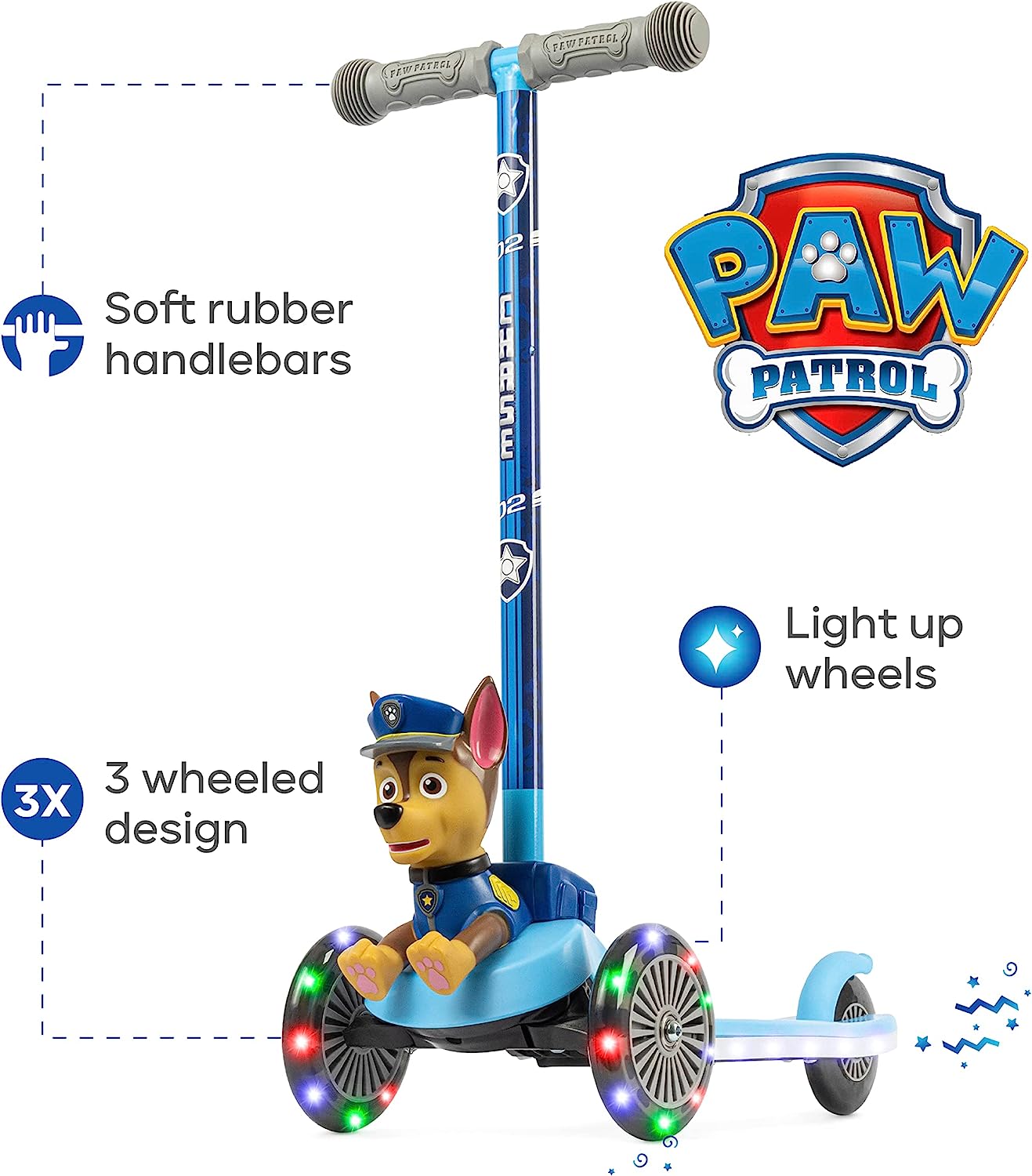 Paw Patrol Toys – Self Balancing Scooter for Kids Ages 3-5 with Light Up Wheels & Extra Wide Deck