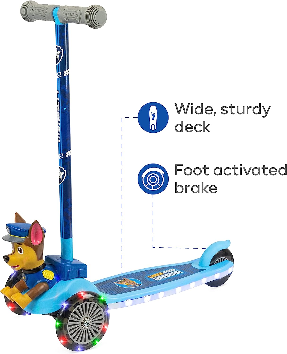 Paw Patrol Toys – Self Balancing Scooter for Kids Ages 3-5 with Light Up Wheels & Extra Wide Deck