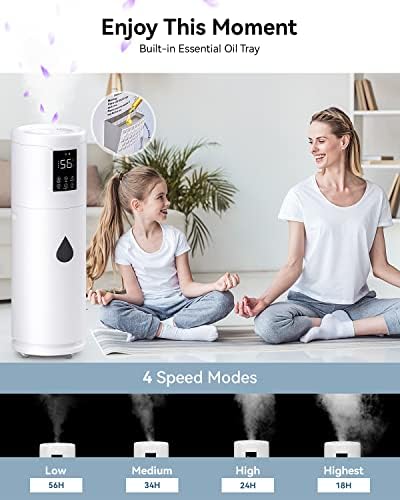 Ultra Large Humidifier for Bedrooms up to 2000 sq ft – Quiet Tower Humidifier