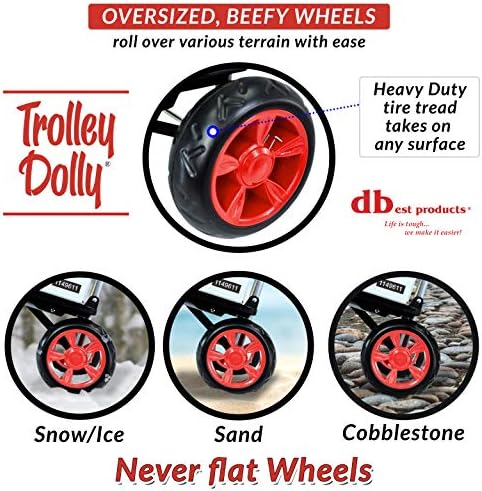 Trolley Dolly Red Foldable Shopping Cart for Groceries with Wheels and Removable Bag