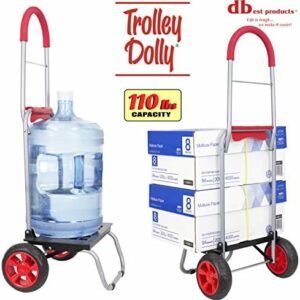 Trolley Dolly Red Foldable Shopping Cart for Groceries with Wheels and Removable Bag