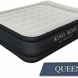 King Koil Luxury Air Mattress Queen with Built-in Pump for Home – 20” Queen Size Inflatable Airbed / Blow Up Mattress