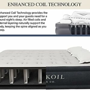 King Koil Luxury Air Mattress Queen with Built-in Pump for Home – 20” Queen Size Inflatable Airbed / Blow Up Mattress
