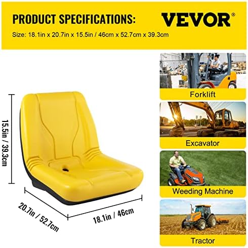 Universal Yellow Tractor Seat – Industrial High Back Universal Yellow Tractor Seat – Industrial High Back