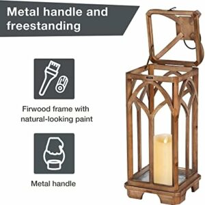 Glitzhome Farmhouse Decorative Wooden Candle Church Window Frame Lanterns