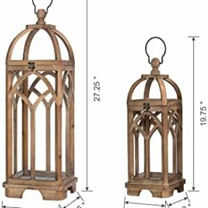 Glitzhome Farmhouse Decorative Wooden Candle Church Window Frame Lanterns