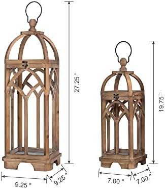 Glitzhome Farmhouse Decorative Wooden Candle Church Window Frame Lanterns