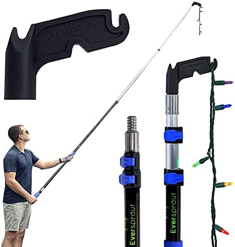 Long Stick Telescoping Pole with Hook – 5′ to12′ Utility Hook with Extension Pole