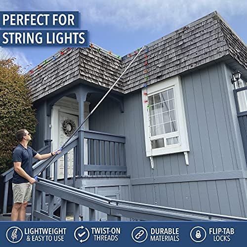 Long Stick Telescoping Pole with Hook – 5′ to12′ Utility Hook with Extension Pole