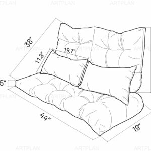 Outdoor All Weather Loveseat Bench Cushions – Set of 5 Wicker Tufted Pillows for Patio Furniture
