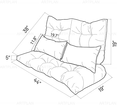 Outdoor All Weather Loveseat Bench Cushions – Set of 5 Wicker Tufted Pillows for Patio Furniture