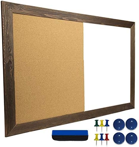 Excello Global Products Dry Erase Cork Board Combo – Magnetic White Board with Cork Bulletin – 24″x36″