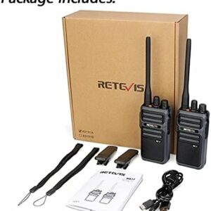 Retevis RB17 Walkie Talkie for Adults – Heavy Duty Rechargeable 4400mAh 2-Way Radios – 2 Pack