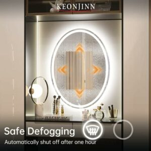 Keonjinn Oval LED Mirror for Bathroom 24″ x 32″ Lighted Anti Fog Bathroom Mirror
