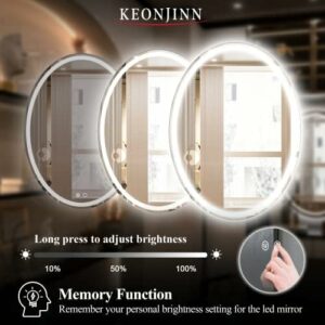 Keonjinn Oval LED Mirror for Bathroom 24″ x 32″ Lighted Anti Fog Bathroom Mirror