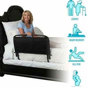 Stander 30″ Safety Bed Rail with Padded Pouch –  Folding Under Mattress Bedside Safety Guard Rail for Adults, Seniors, and Elderly