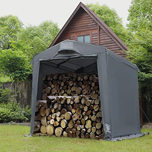 Heavy Duty Outdoor Storage Shed Tent with Waterproof Cover – 7.4ft x 6.2ft – Gray