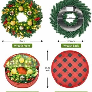 Pre-Lit 18″ Artificial Christmas Wreath with 40 LED Lights