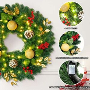 Pre-Lit 18″ Artificial Christmas Wreath with 40 LED Lights